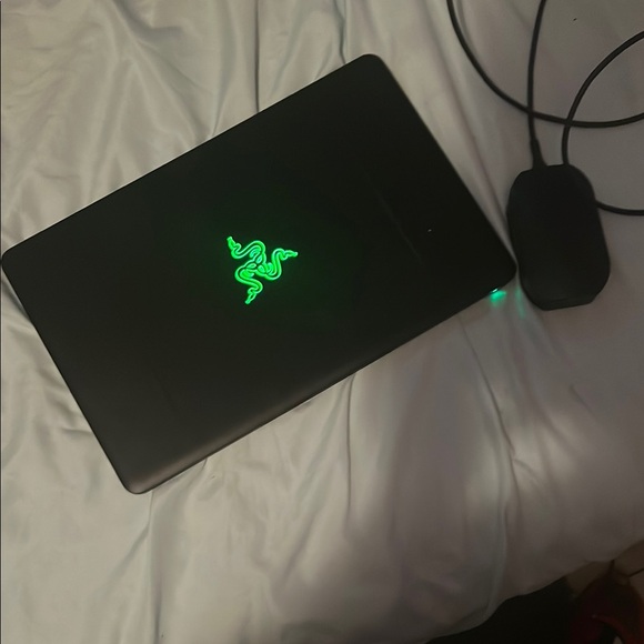 Razer Black Laptop with Neon Green Emblem